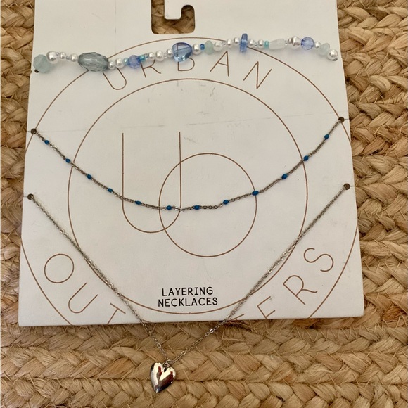 NWT Urban Outfitters Layered Necklace Blue Beaded  Silver Tone - so pretty - Picture 2 of 7